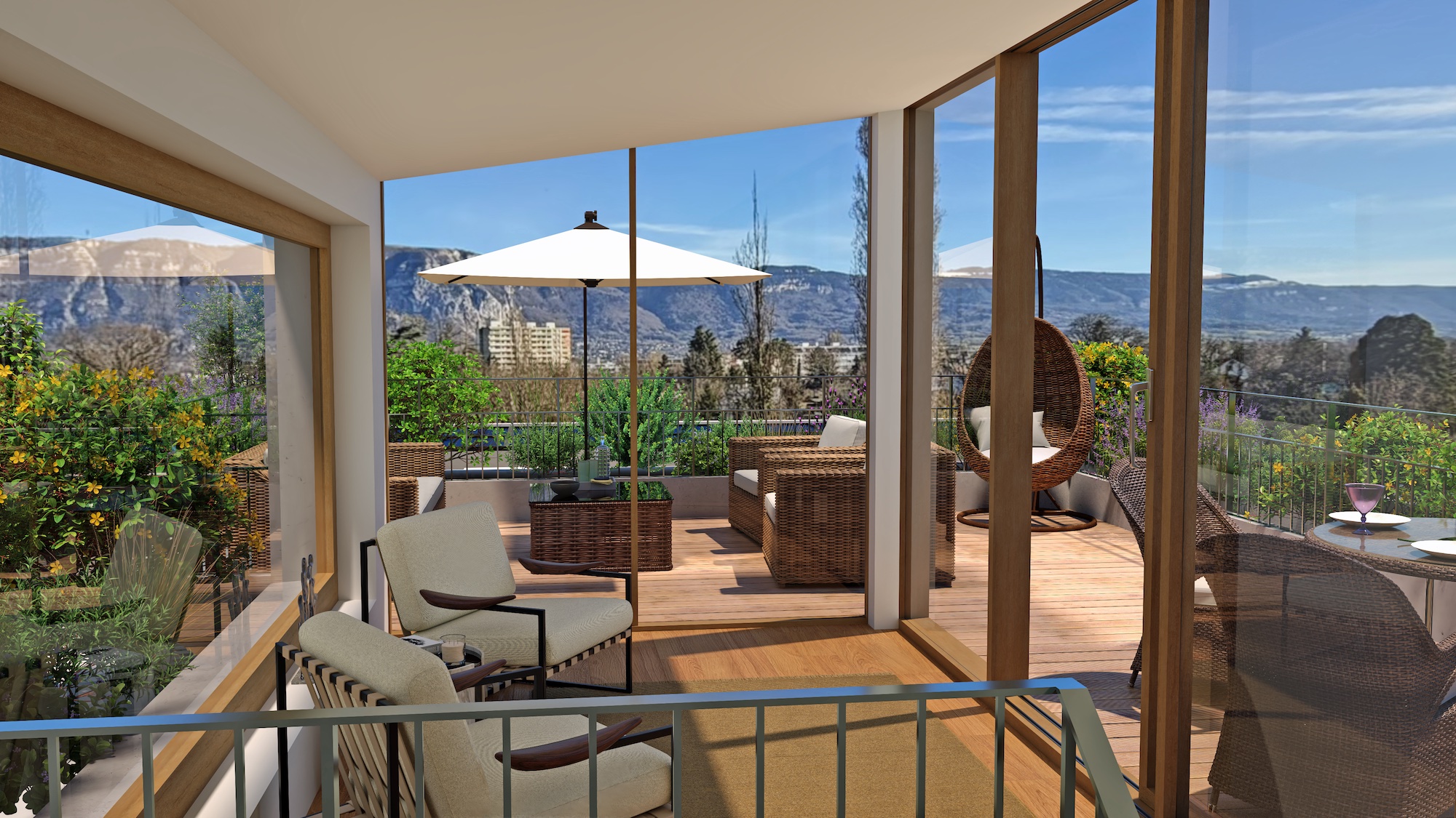 Résidence Oasis - Lancy - vue de la véranda